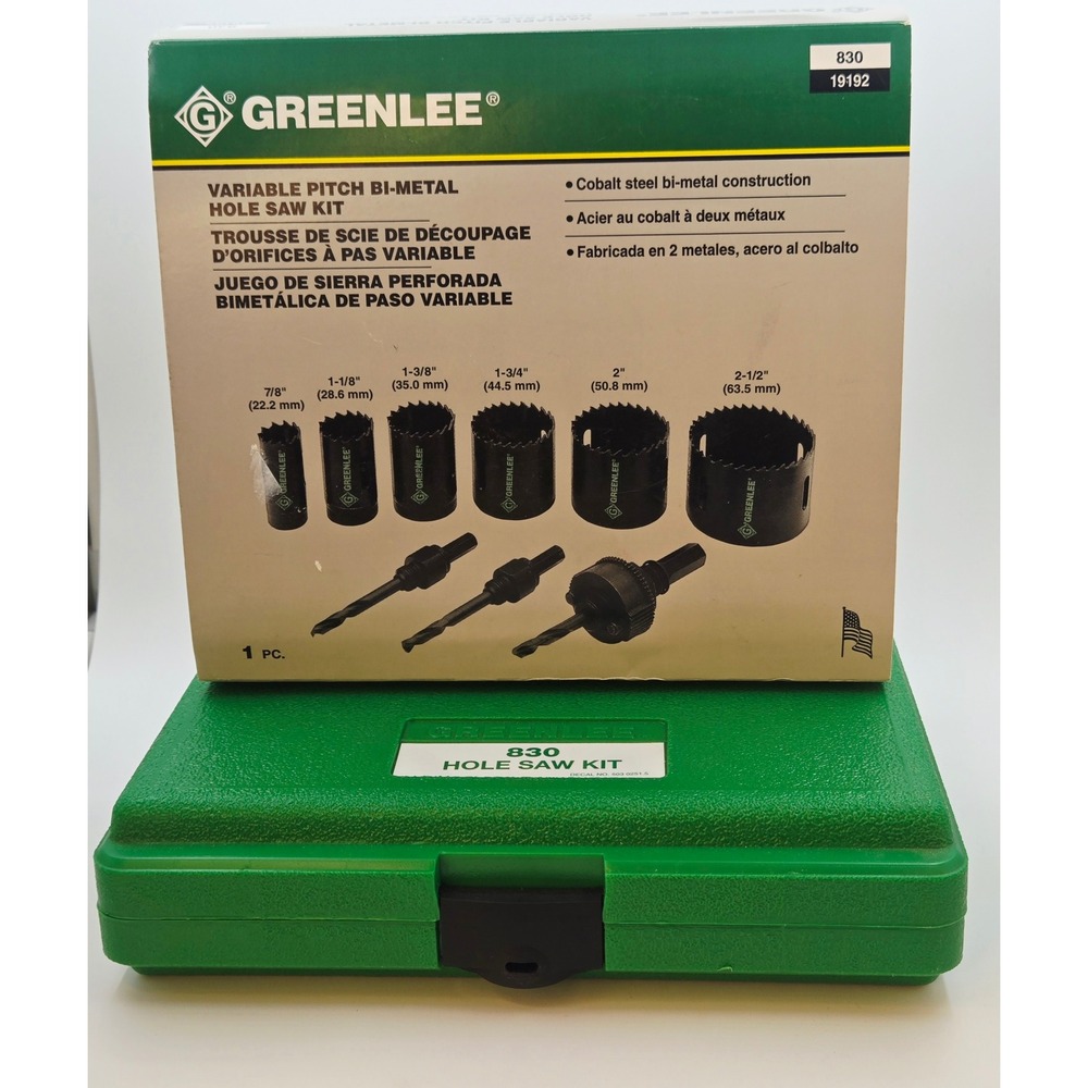 Greenlee 830 Variable Pitch Bi-Metal Hole Saw Kit 6 Sizes 7/8" to 2-1/2" 19192